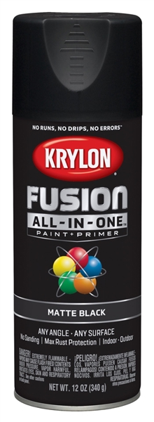 KRYLON K02754007 All In One Spray Paint 12 Oz Black Matte