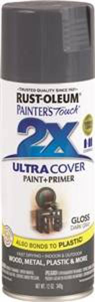 Rust-Oleum 249115 Spray Paint 12 Oz Gloss Dark Gray for Plastic 2X Ultra Cover