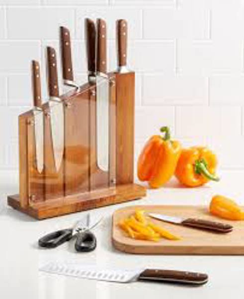 KitchenAid KKFWO11WN Cutlery Set with Wood Block 11 Piece Natural Walnut Wood