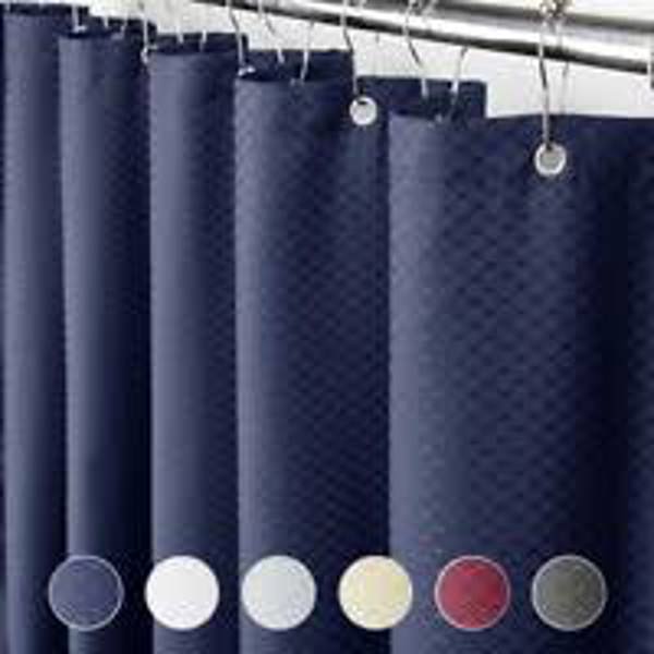 InterDesign 74664 Waffle Shower Curtain Heathered Spa Blue