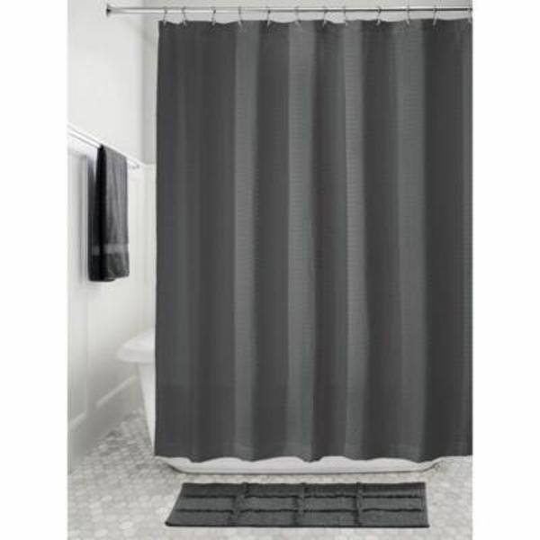 InterDesign 74655 Waffle Shower Curtain Charcoal