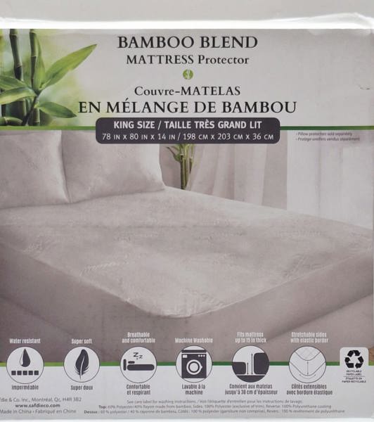 Safdie 16603.1K01 Mattress Protector 78x80 King Bamboo Jacquard Ivory