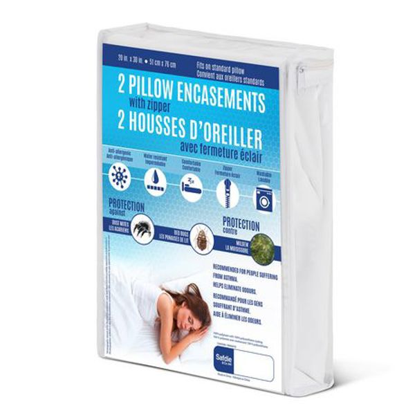 Safdie 16925.2Z.01 Waterproof Pillow Encasement 20X36 2 Pack White