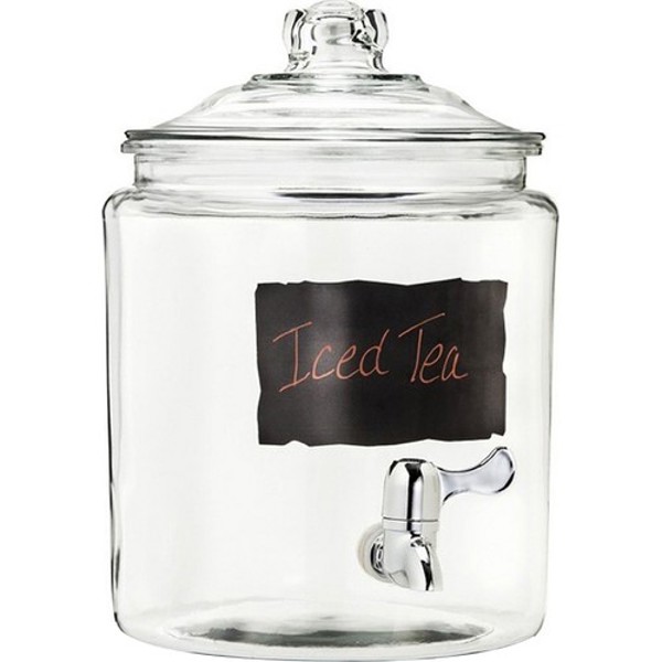 Anchor Hocking 93453L14 Beverage Dispenser 2 Gal Heritage Hill with Chalkboard Decoration and Spigot
