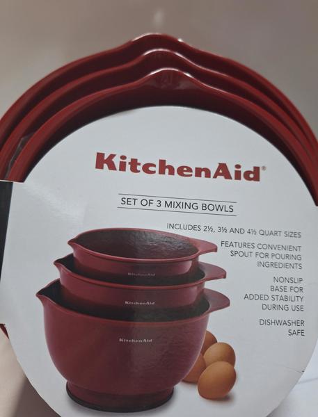 KitchenAid KE175OSERA 3 Piece Mixing Bowls Red