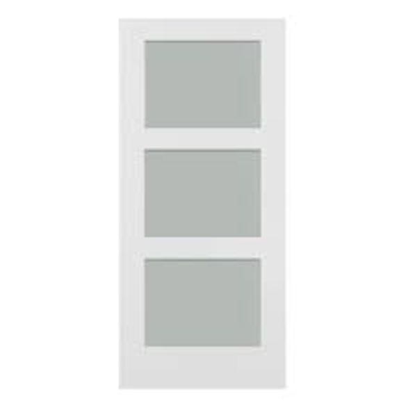 Masonite IW3Q2668FROST 3 Panel Door 2/6X6/8 Primed Frosted Glass