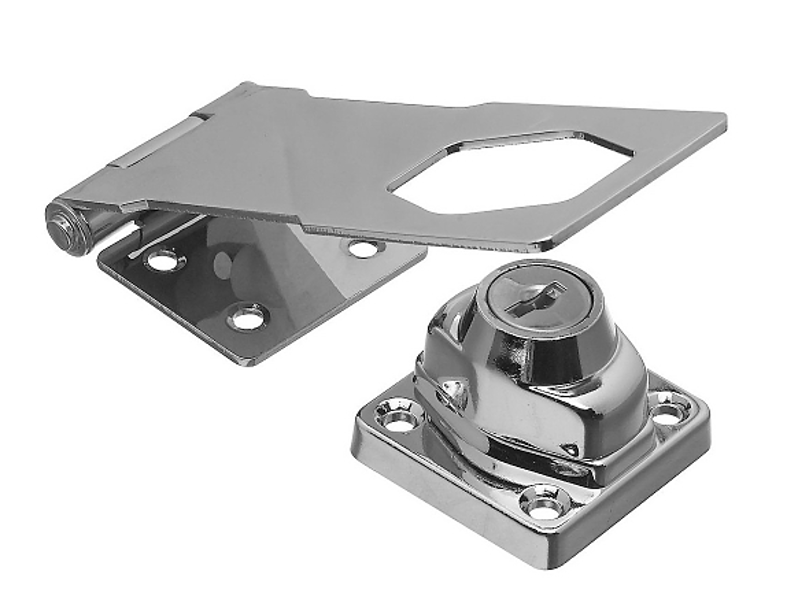 National Hardware N206-953 Hasp Lock 4-1/2 In Brass Steel Chrome