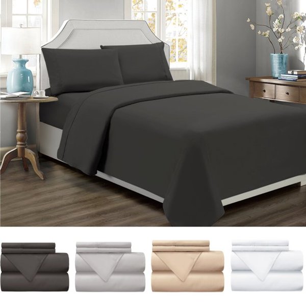 Global Weavers Corp 3HOTELSOLIDK King Sheet Set 300 Thread Count 100% Percale