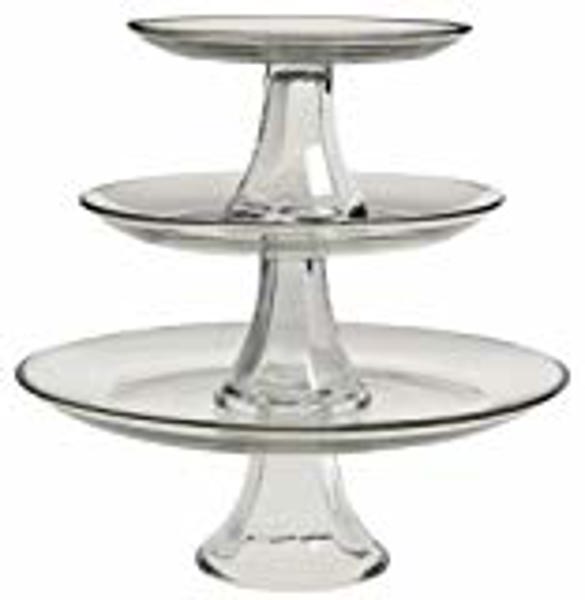 Anchor Hocking 86616L1 Platter Set 3 Tier Clear Glass Elegant Design Perfect for Entertaining