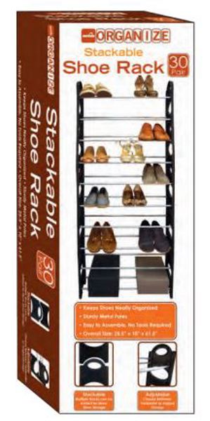 EURO-WARE EW1130 Shoe Rack 30-Pair Stackable Shoe Racks