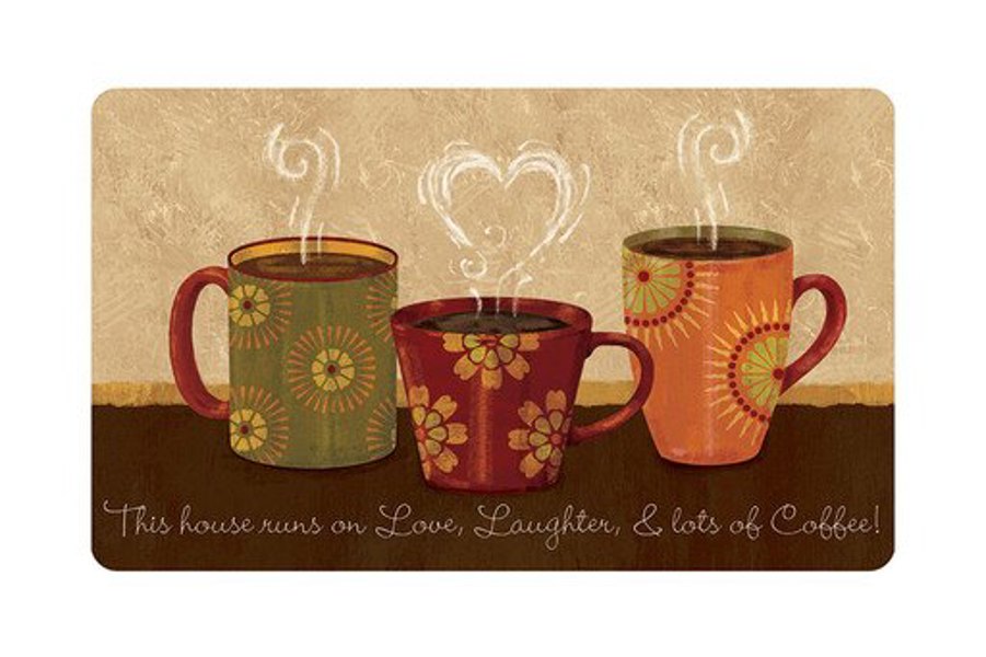 REBULL AP-122-4017F Door Mat This House Runs on Love, Laughter and Lots of Coffee