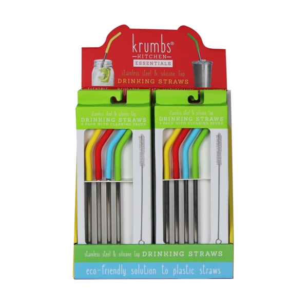 D.M. Merchandising, Inc KKESSS-AS Stainless Steel Straw 4 Pack Stainless Steel