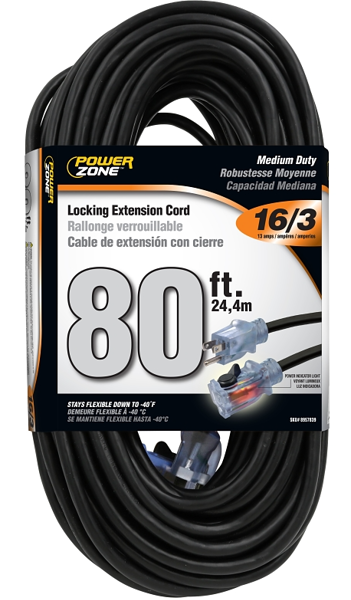 POWERZONE ORECPL502633 Cord Extension 80 Ft 16/3