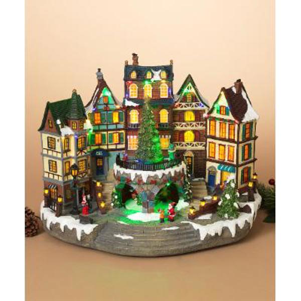 Gerson Company 2420070 Electric Lighted Musical Town Figurine 15.35 In