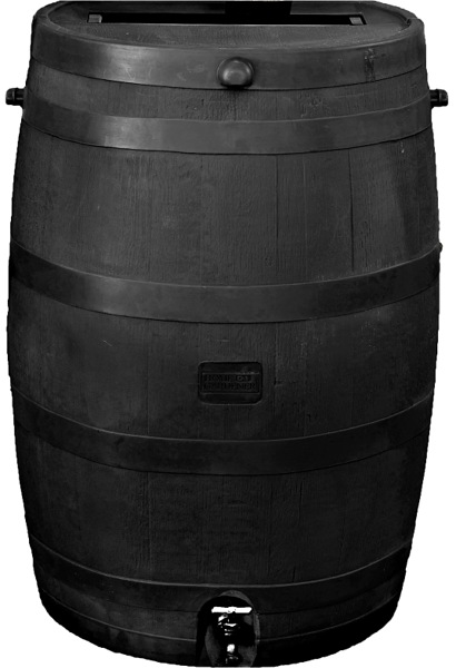 RTS Companies US Inc 551000300A8000 Rain Barrel 50 Gal Capacity Black Flat Back Eco