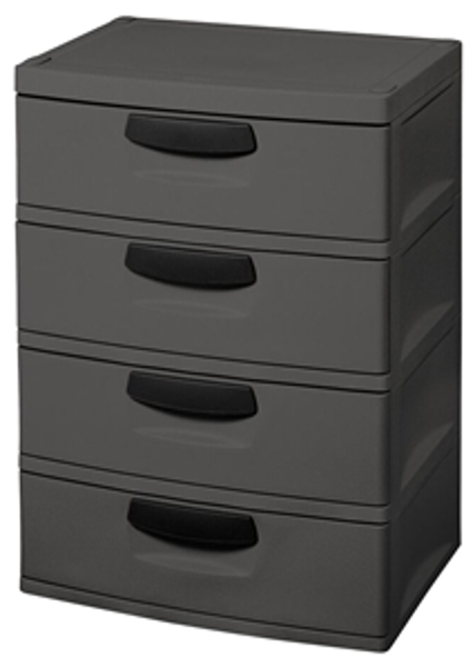 Sterilite 01743V01 Drawer Unit Flat Gray with Black Handles