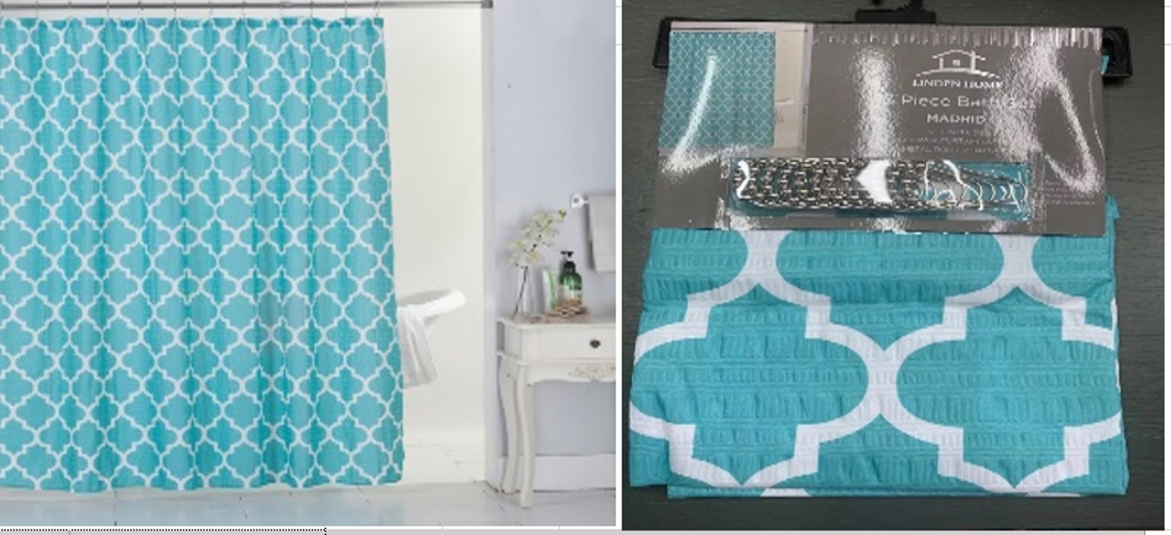 Brian Trading MADRID13PCSC Shower Curtain with Hooks 13 Piece Set