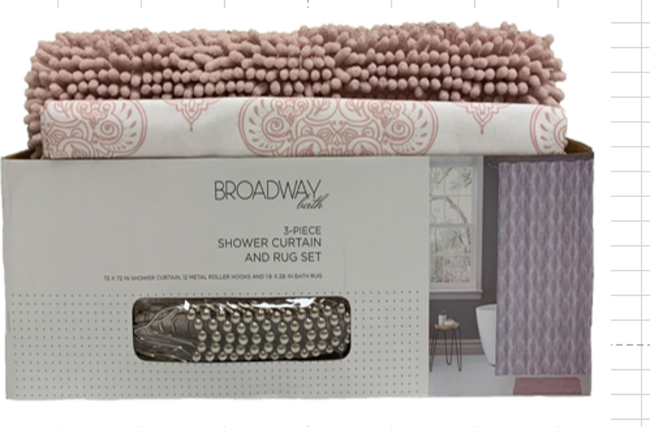 Brian Trading BDWYHM3PCSCPNK Shower Curtain and Rug Set