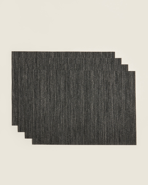 WVPLMSB Woven Vinyl Placemat Silver/Black