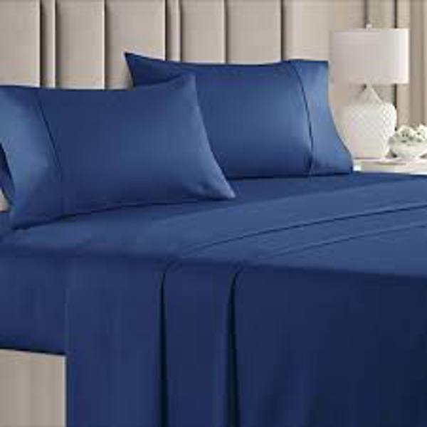 Global Weavers Corp 4HCOTBLU Queen Sheet Set 400 Thread Count Blue