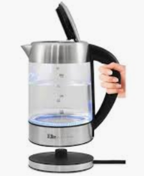 Elite Maxi-Matic EKT-1789D Electric Kettle 1.7 L Glass Kettle with LED Lights Digital Control Panel