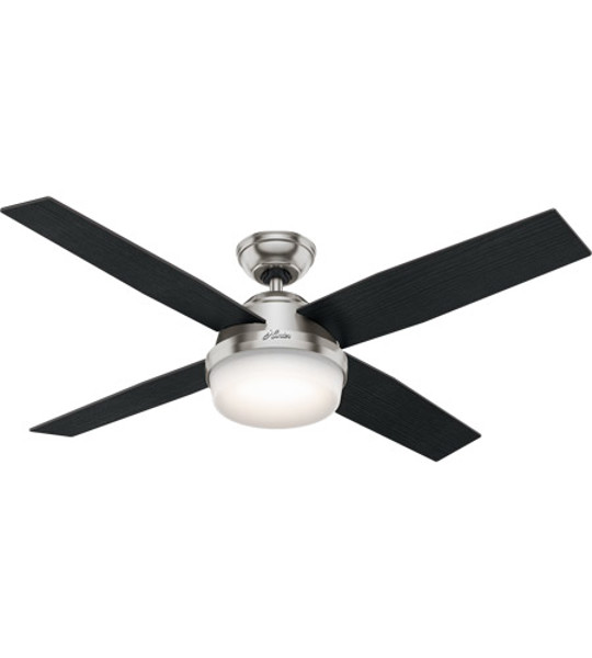 Hunter Fan Company 59216 Ceiling Fan 52 In Brushed Nickel Finish 4 Black/Chocolate Oak Grain Blades