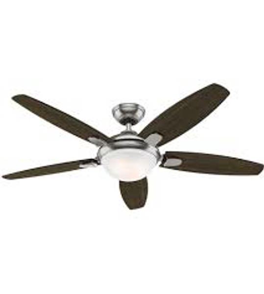 Hunter Fan Company 59013 Contemporary Ceiling Fan 52 In Brushed Nickel Finish with 5 Dark Walnut and English Cherry Blades