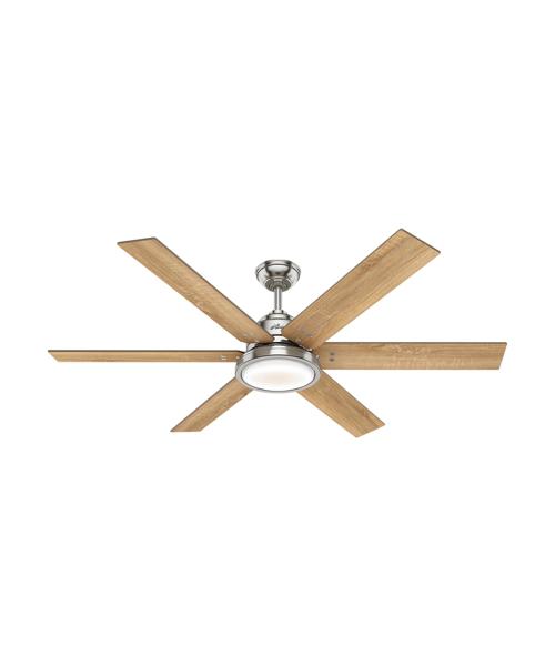 Hunter Fan Company 59462 Ceiling Fan 60 In Brushed Nickel Finish with 5 Drifted Oak/Bleached Grey Pine Blades