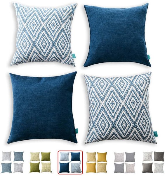 EDGE	17X17	BLUE Creative Home 358709 Bohemian Throw Pillow 17 In x 17 In Blue