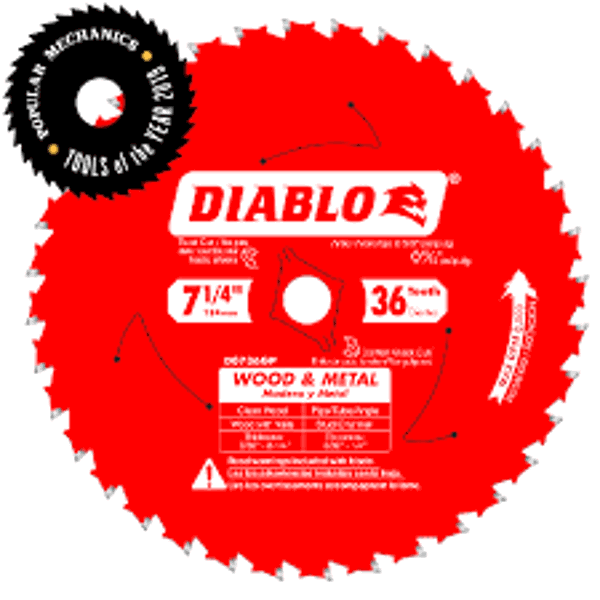 Diablo D0736GPX2 Saw Blade 7 1/4 In 36 Tooth Wood and Metal Carbide Tipped BOGO