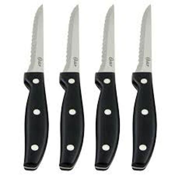 GIBSON OVERSEAS INC 75681.04 4 Pack 4.5 In Steak Knife Set Stainless Steel Bakelite PP Handle with Clam Pack