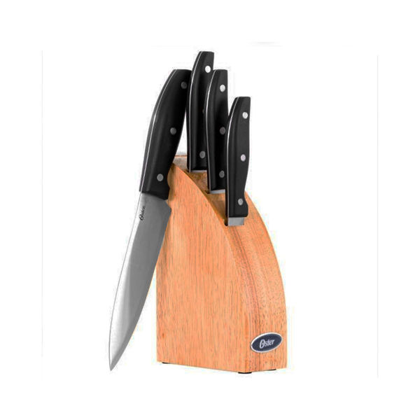 Gibson Overseas Inc 62377.05 5 Piece Cutlery Set Stainless Steel with Polypropylene Handle Natural Wood Block