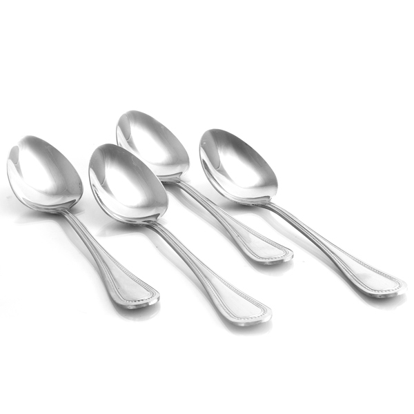 GIBSON OVERSEAS INC 112099.04 Dinner Spoon Set 4 Pc Stainless Steel Mirror Polish 2.5mm Gray