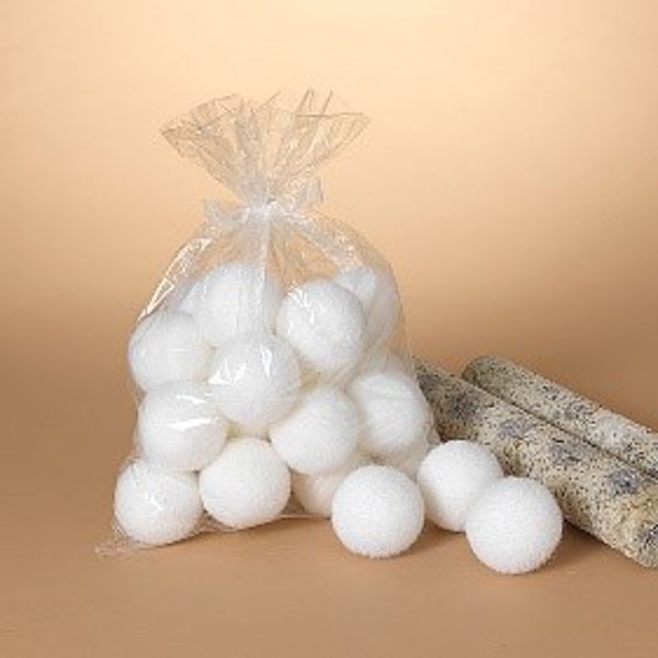 Gerson Company 2548600 Bag of Snowballs Holiday Decoration 24 Piece Polyfoam Plush Christmas