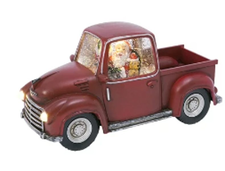 Gerson Company 2498930 Water Globe Truck 9 In Red Spinning Holiday Scene with Santa and Timer Feature