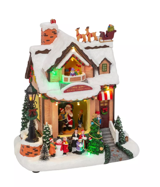 Gerson Company 2530960 Lighted Musical Decoration 10.6 In Moving Scene 3 Ways