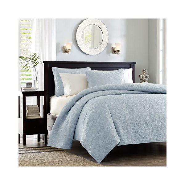 JLA BEDDING MP13 366 Coverlet Set Full Queen Reversible Blue Soft Fabric
