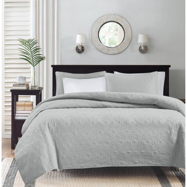 JLA Bedding MP13-1370 King Reversible Coverlet Set Gray