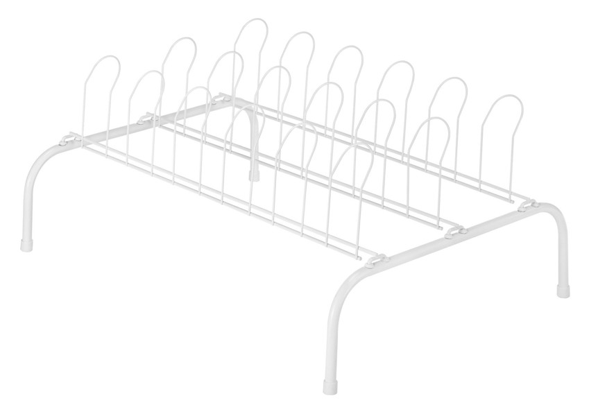 Whitmor 6023 Shoe Rack 9 Pair Capacity White Metal Floor Storage Organizer