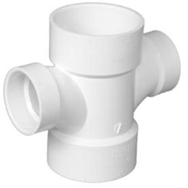 Charlotte 00429 Double Sanitary Tee Reducing 3 In x 3 In x 2 In x 2 In DWV PVC