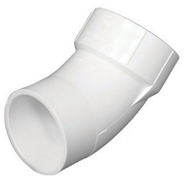 Charlotte PVC003231000HA 45 Degree Bend Elbow 2 In DWV Schedule 40