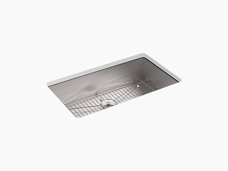 Kohler 3821 Kitchen Sink 33 Inch Single Bowl Top Mount Undermount Stainless Steel 4 Faucet Holes