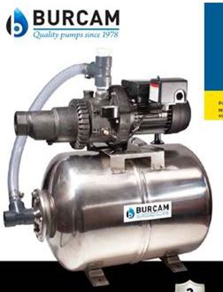 BUR-CAM PUMPS 506728PSS Jet Pump System 16 Gal Capacity 3/4 HP Noryl Convertible Jet Pump Stainless Steel Pressure Tank