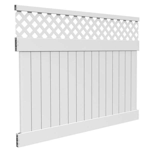 XPANSE 73040108 Fence Panel 6x8 Ft White Charlotte Vinyl Lattice Top