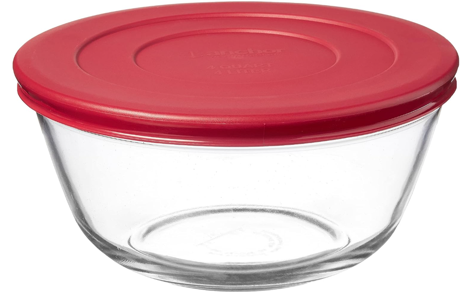Anchor Hocking 91858L20 Mixing Bowl with Lid 4 Qt Cherry