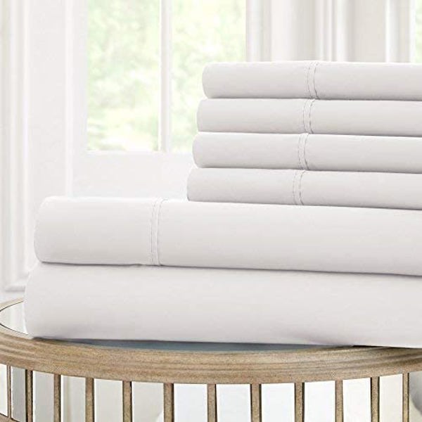 Bed Bath Fashions 23937 6 Piece Queen Sheet Set 500 Count Nanotex Lift White