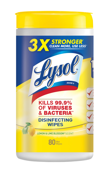 Reckitt Benckiser 77182 Lysol Disinfecting Wipes 80 Count Lemon and Lime Blossom