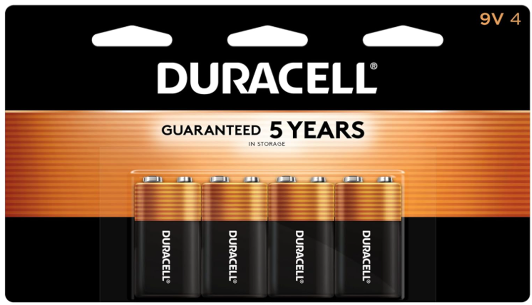 Duracell 41333935645 9V Alkaline Battery Manganese Dioxide