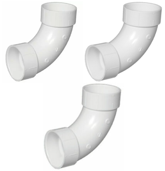 Charlotte PVC003040600HA Long Sweep Elbow 1-1/2 In Schedule 40 DWV 90 Degree