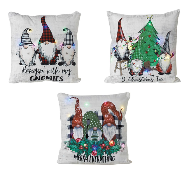 Gerson Company 259457 Gnome Design Pillow 16 In Battery Operated Lighted Fabric